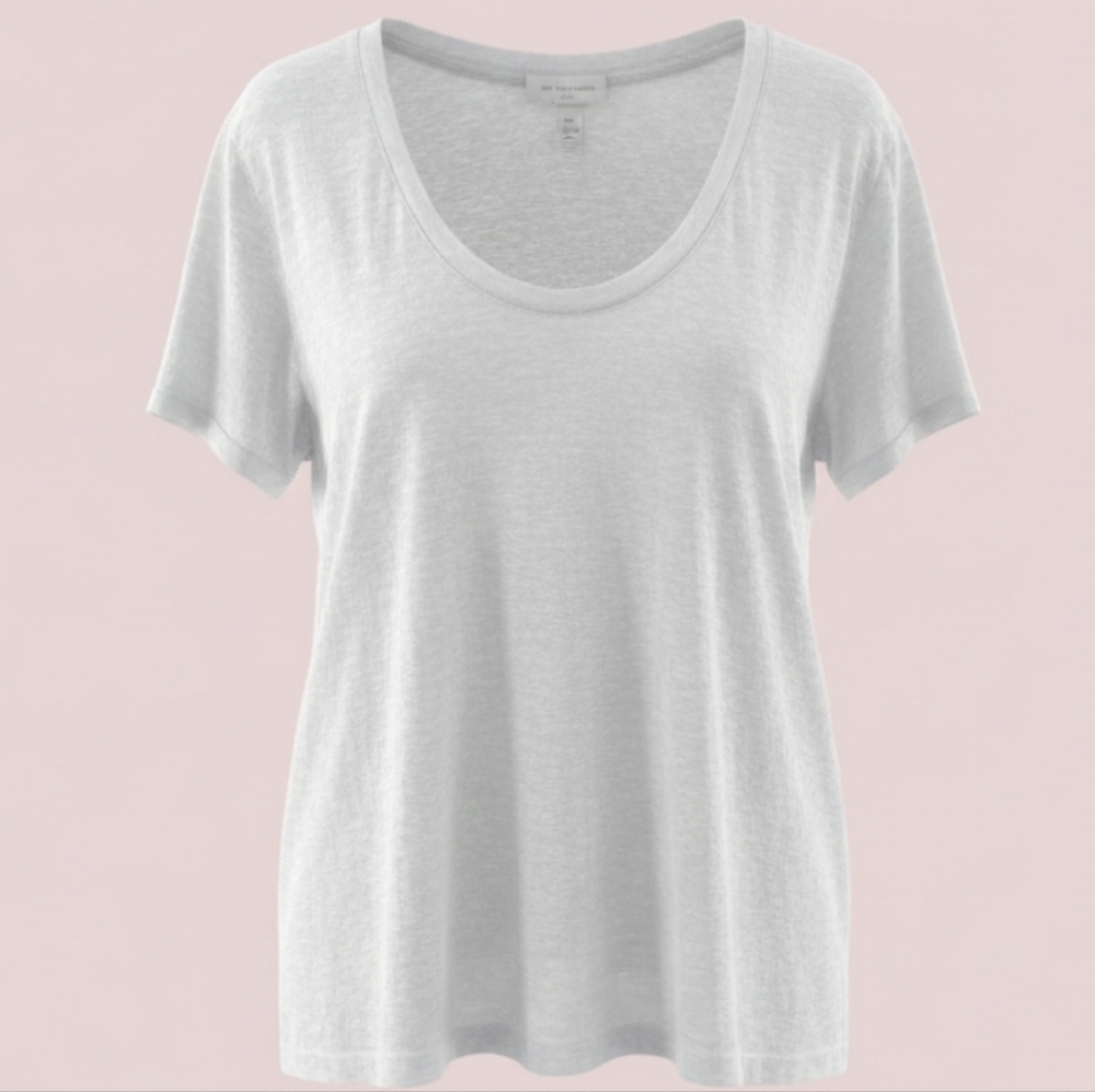 [[Treasure & Bond]] White Short Sleeve Burnout Tee
